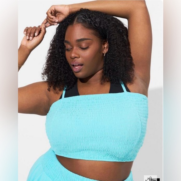 NWT Torrid gauze smocked sleeveless crop cover-up cami blue size 3X - Picture 1 of 7